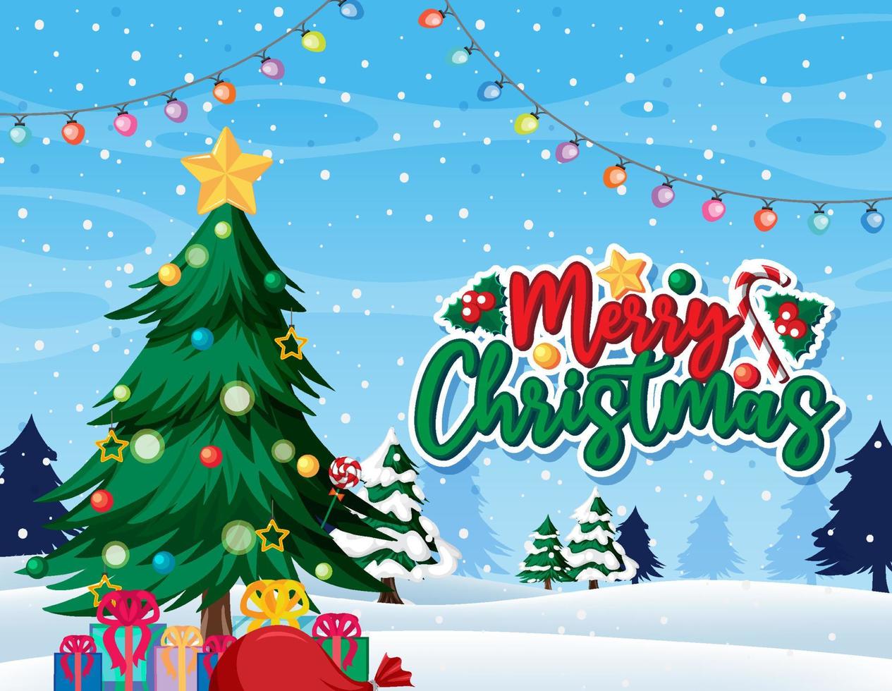 Merry Christmas poster with Christmas tree and ornament vector