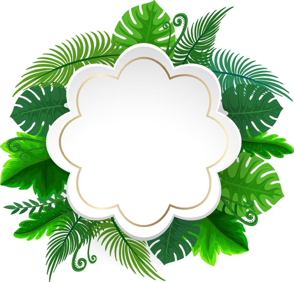 Tropical foliage frame template vector