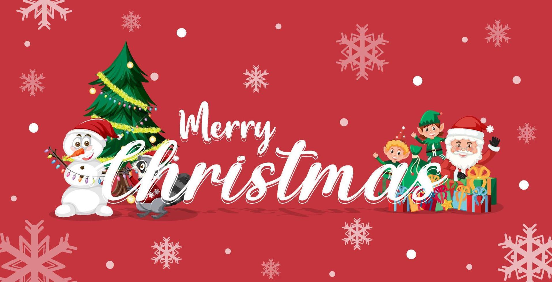 Merry Christmas banner with cute santa claus cartoon vector