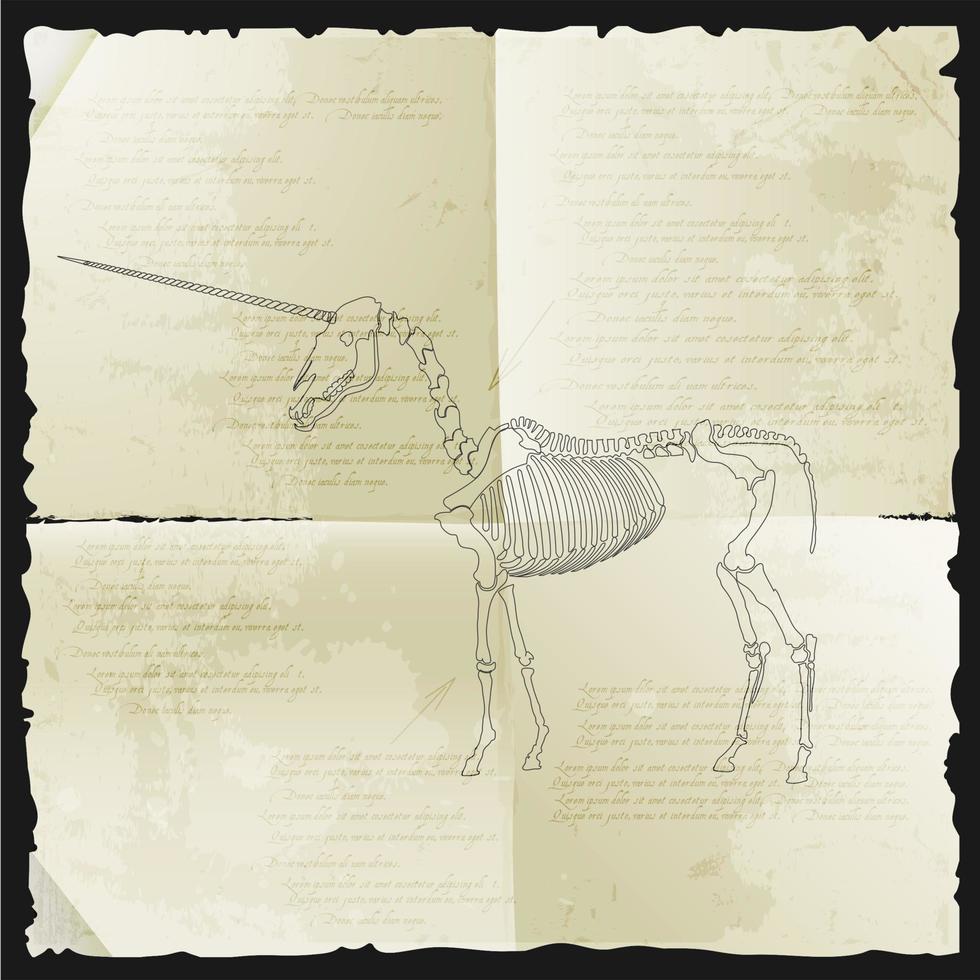 Ancient skeleton of unicorn vector