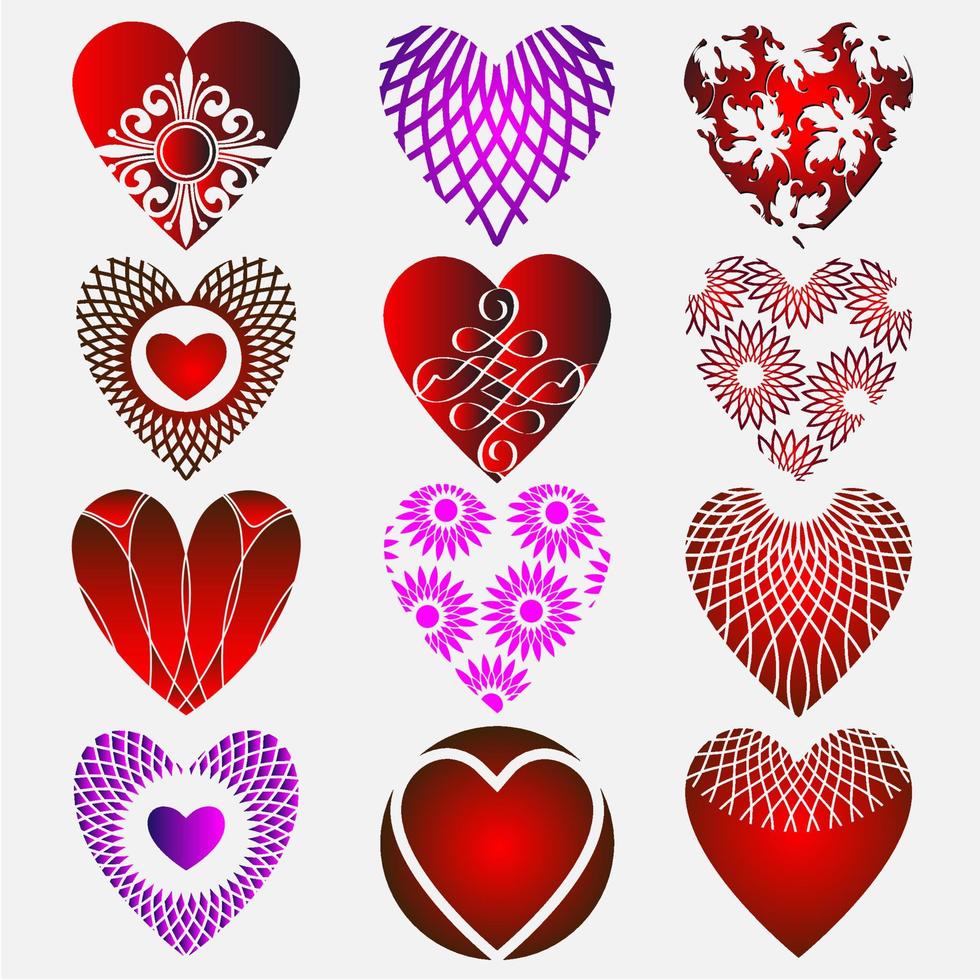 complex heart set vector