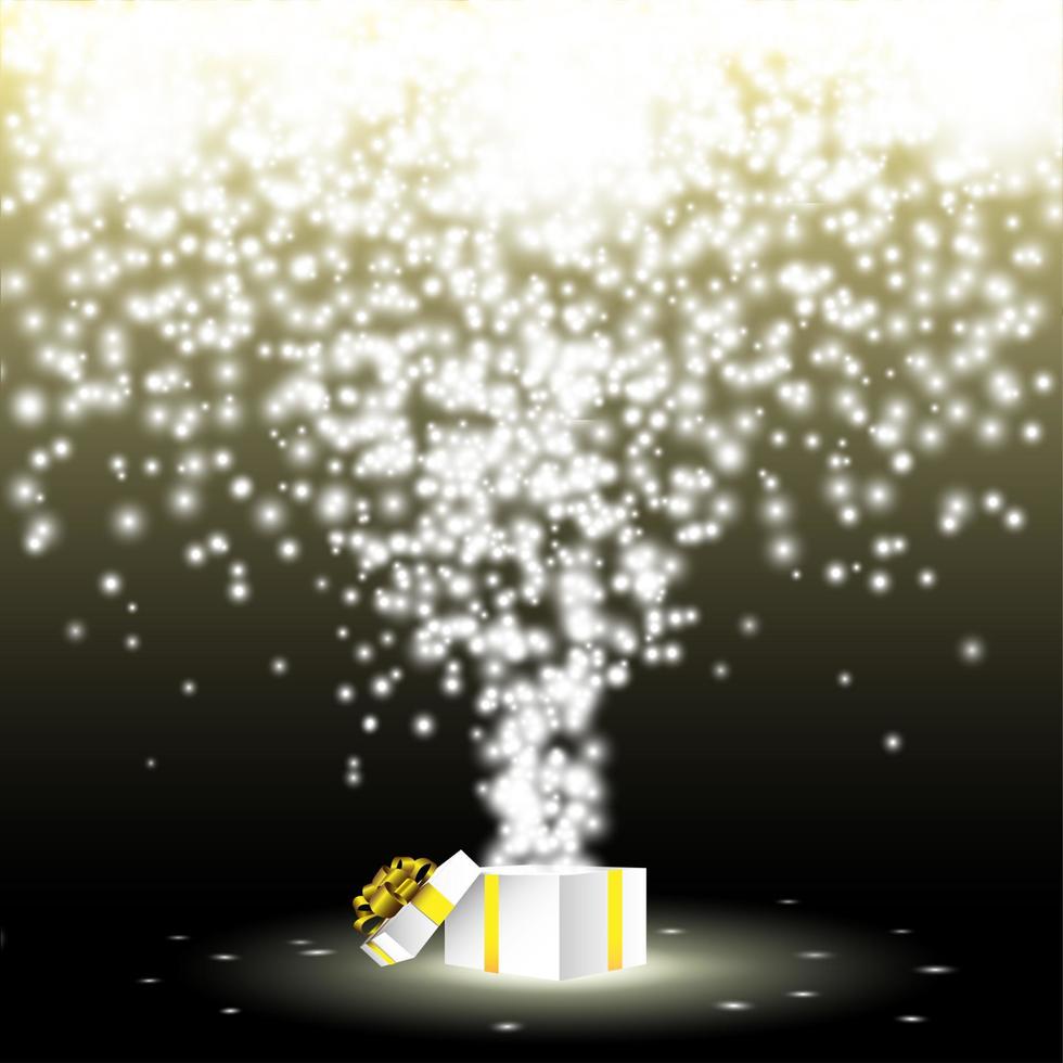 gift box with fireworks from lights vector