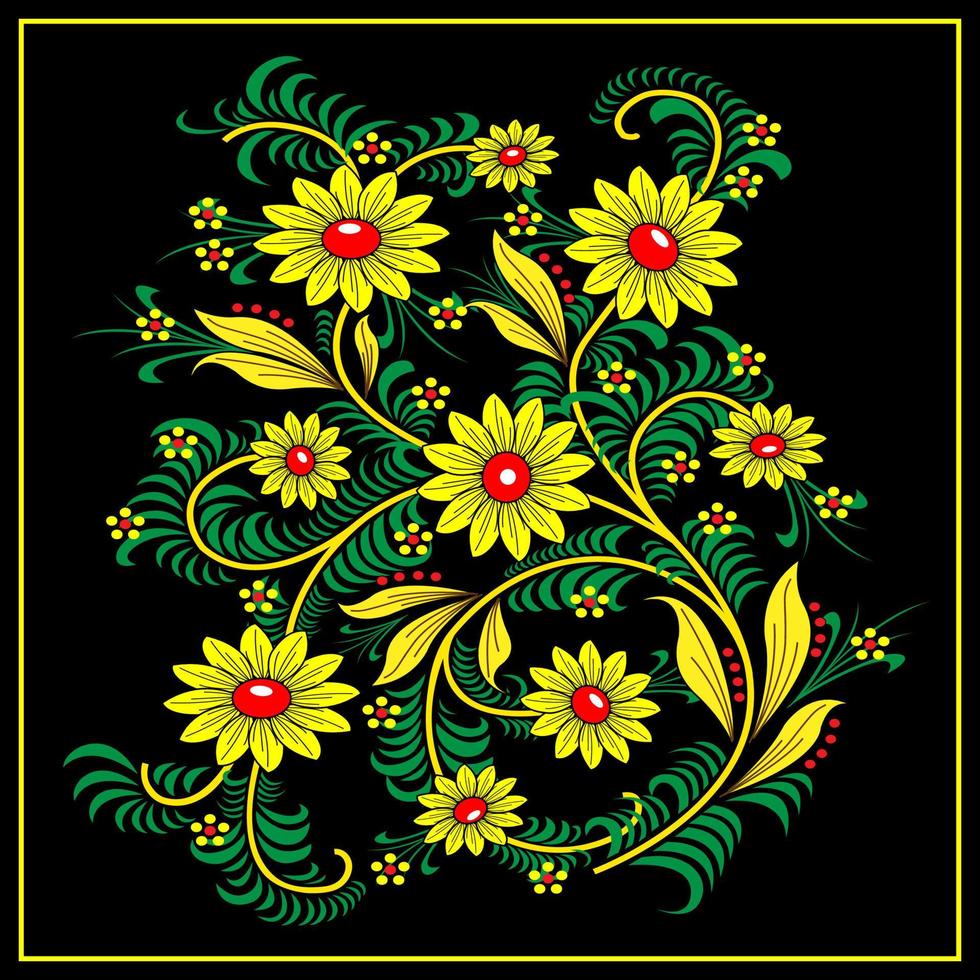 Khokhloma style design vector