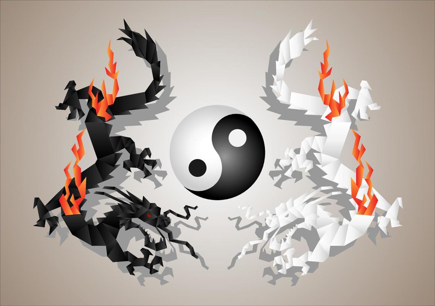 dragons yin and yang vector