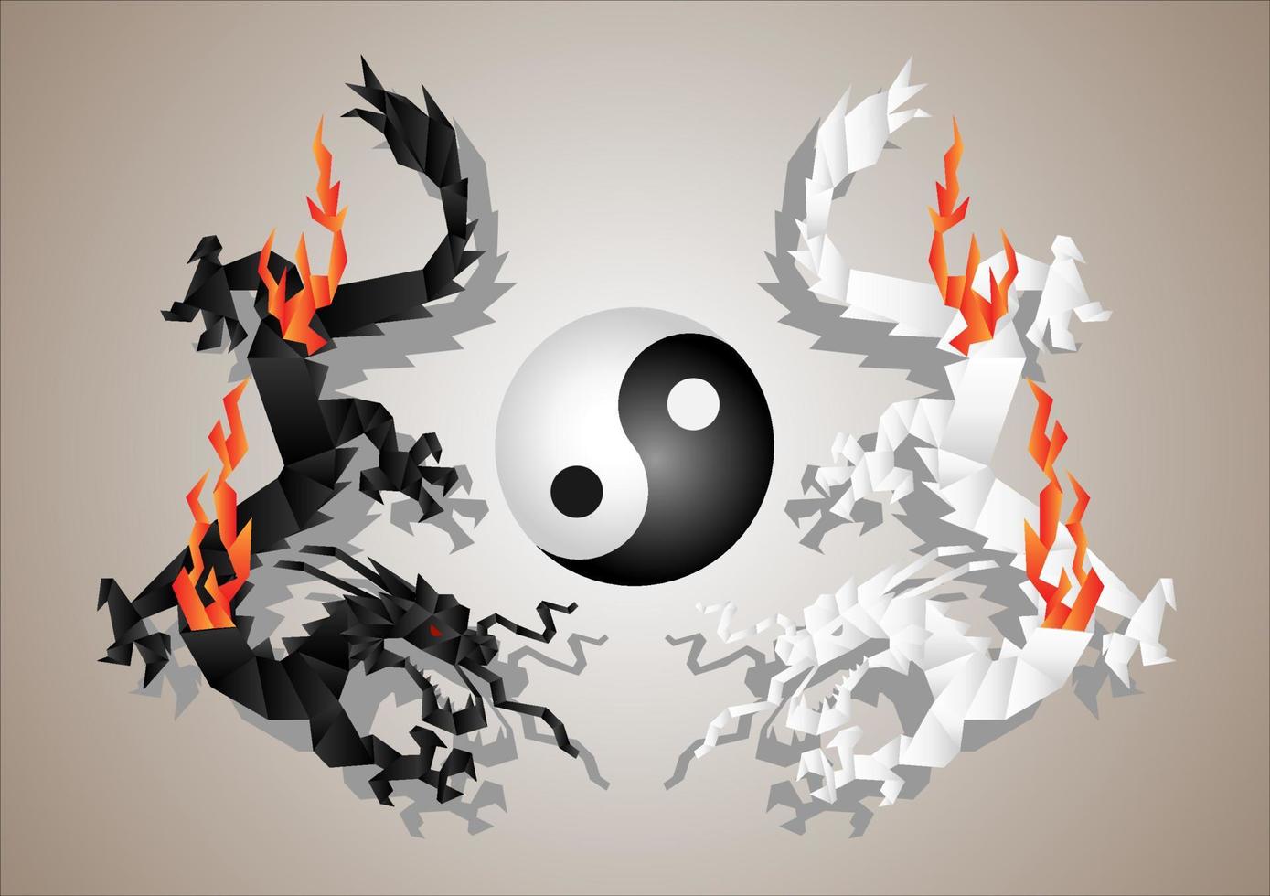 dragones yin y yang vector