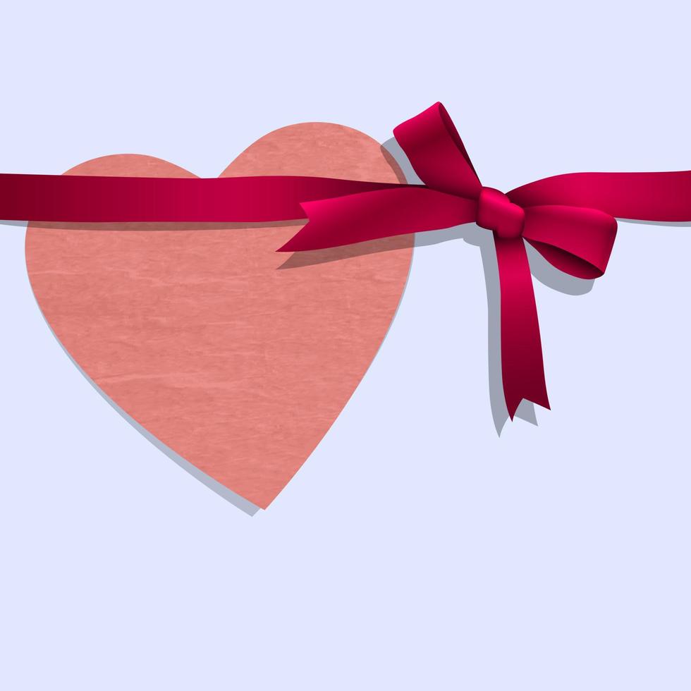 Paper heart with ribbon vector