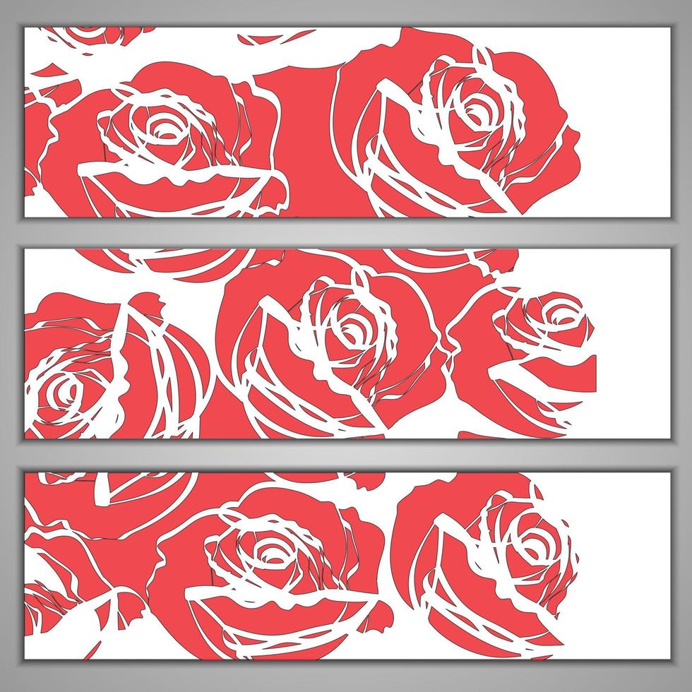 banners with red roses vector