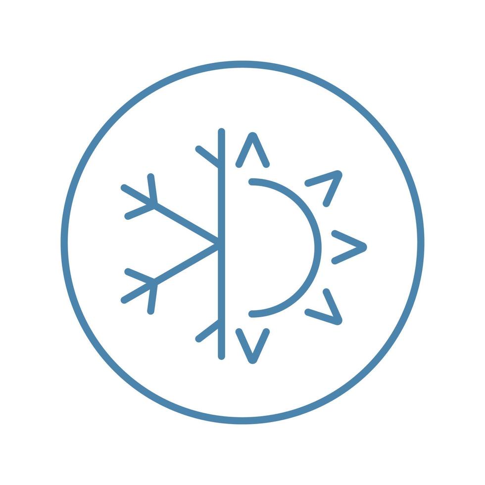 Winter and summer color icon. Dual season mattress. Four seasons. Air conditioning. Sun and snowflake. Isolated vector illustration