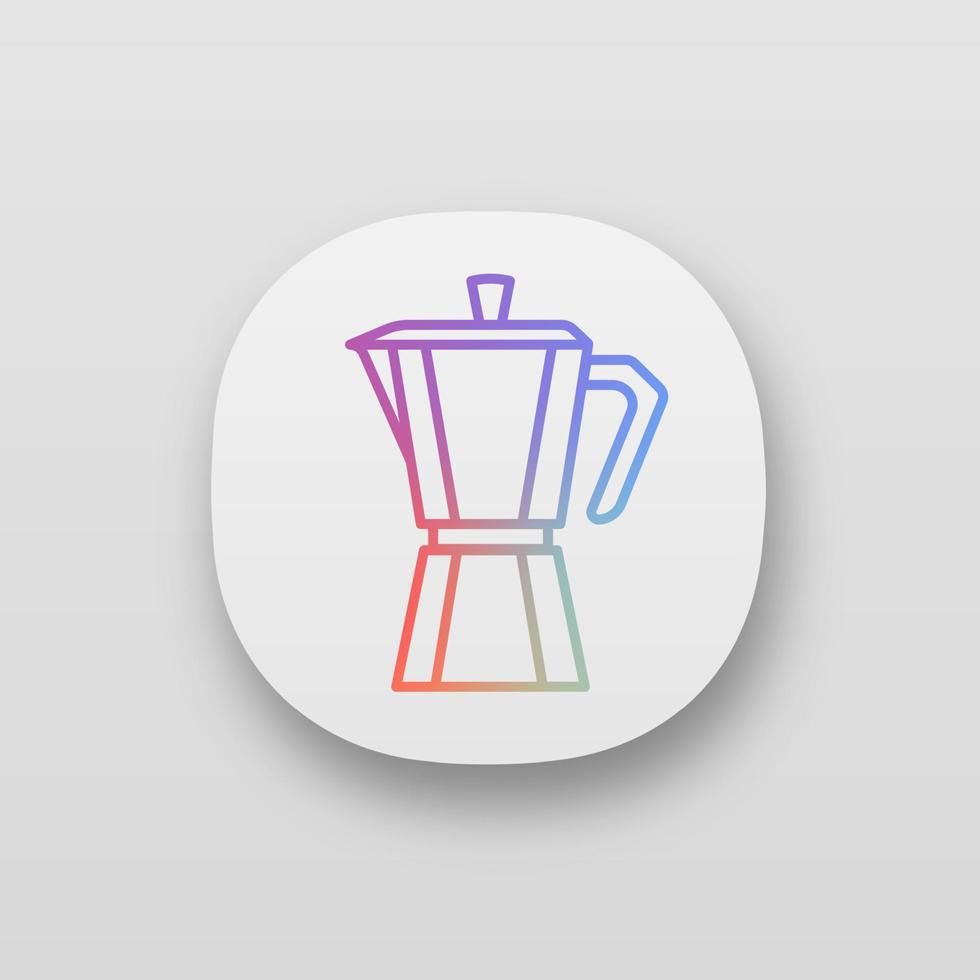 Stove top coffee maker app icon. Coffeemaker. Espresso maker. UI UX user interface. Web or mobile application. Vector isolated illustration