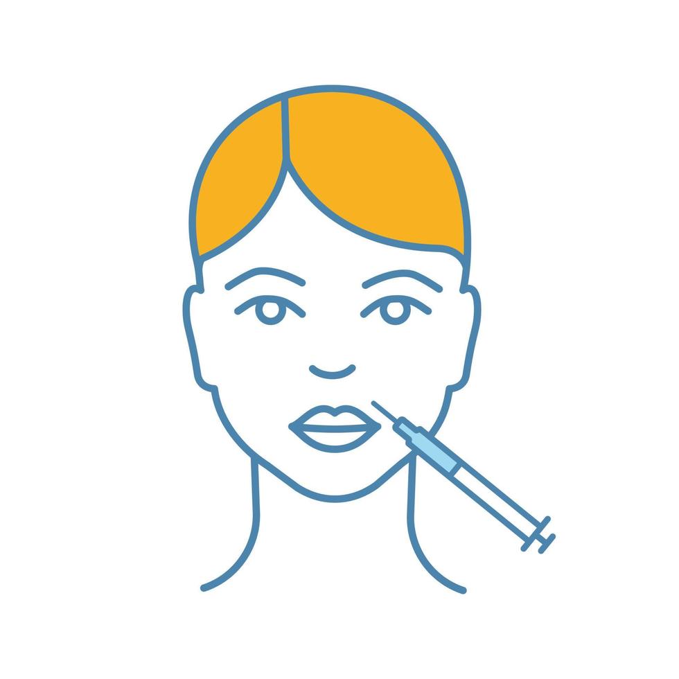 Lips neurotoxin injection color icon. Anti wrinkle injection. Lips augmentation. Cosmetic procedure. Facial rejuvenation. Cosmetology. Isolated vector illustration