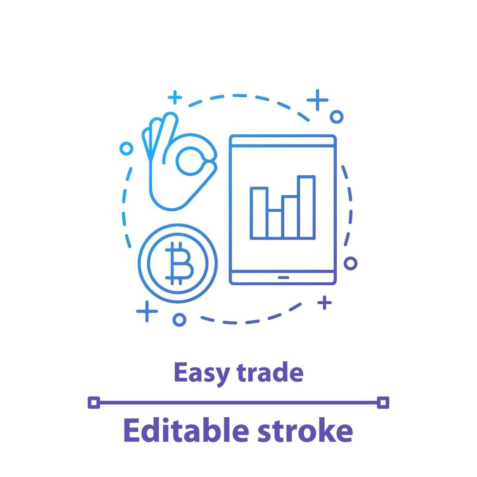 Online trade concept icon. E-commerce idea thin line illustration. Forex trading app. Stock analysis instrument. Vector isolated outline drawing. Editable stroke