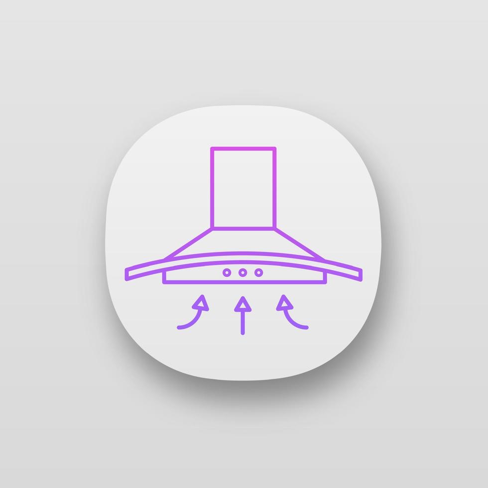 Range hood app icon. UI UX user interface. Kitchen extractor fan. Cooker hood. Kitchen exhaust. Household appliance. Web or mobile application. Vector isolated illustration