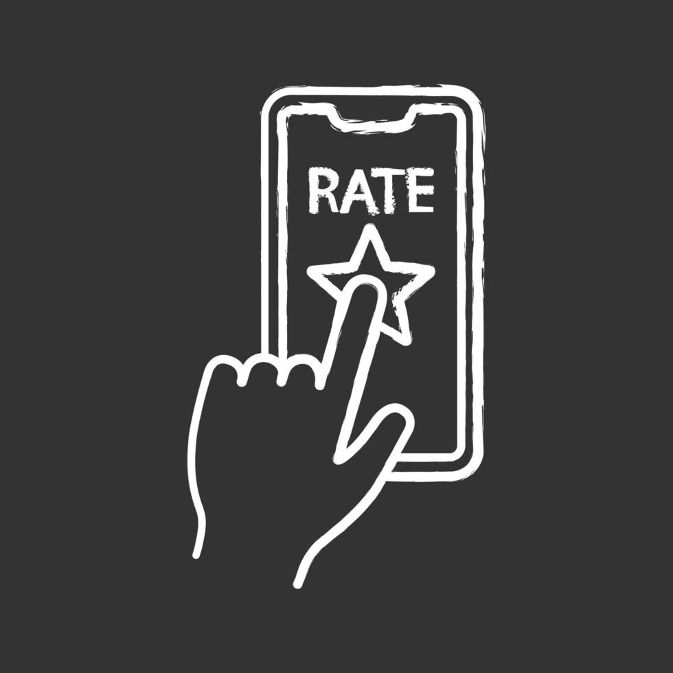 App rating chalk icon. Customer feedback application. Ranking. Reviews. Isolated vector chalkboard illustration