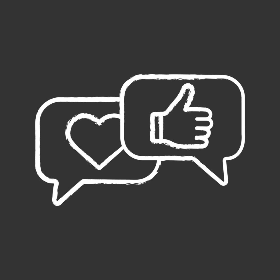 Customer feedback chalk icon. Social media likes and comments. Positive reviews. Rating, ranking. Isolated vector chalkboard illustration