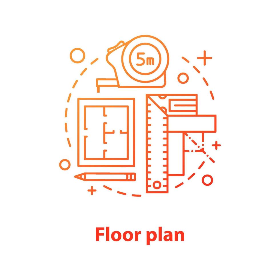 icono de concepto de plano de planta. Ilustración de línea fina de idea de plano. proyecto de construcción. dibujo de contorno aislado vectorial vector