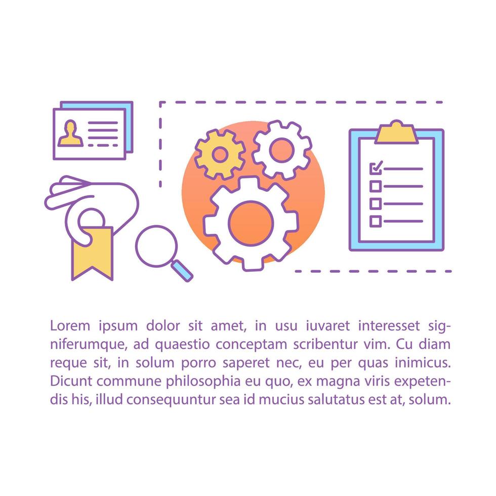 Enrollment concept linear illustration. Settings. Data gathering. Article, brochure, magazine page layout. Thin line icons with text boxes. Print design. Vector isolated outline drawing