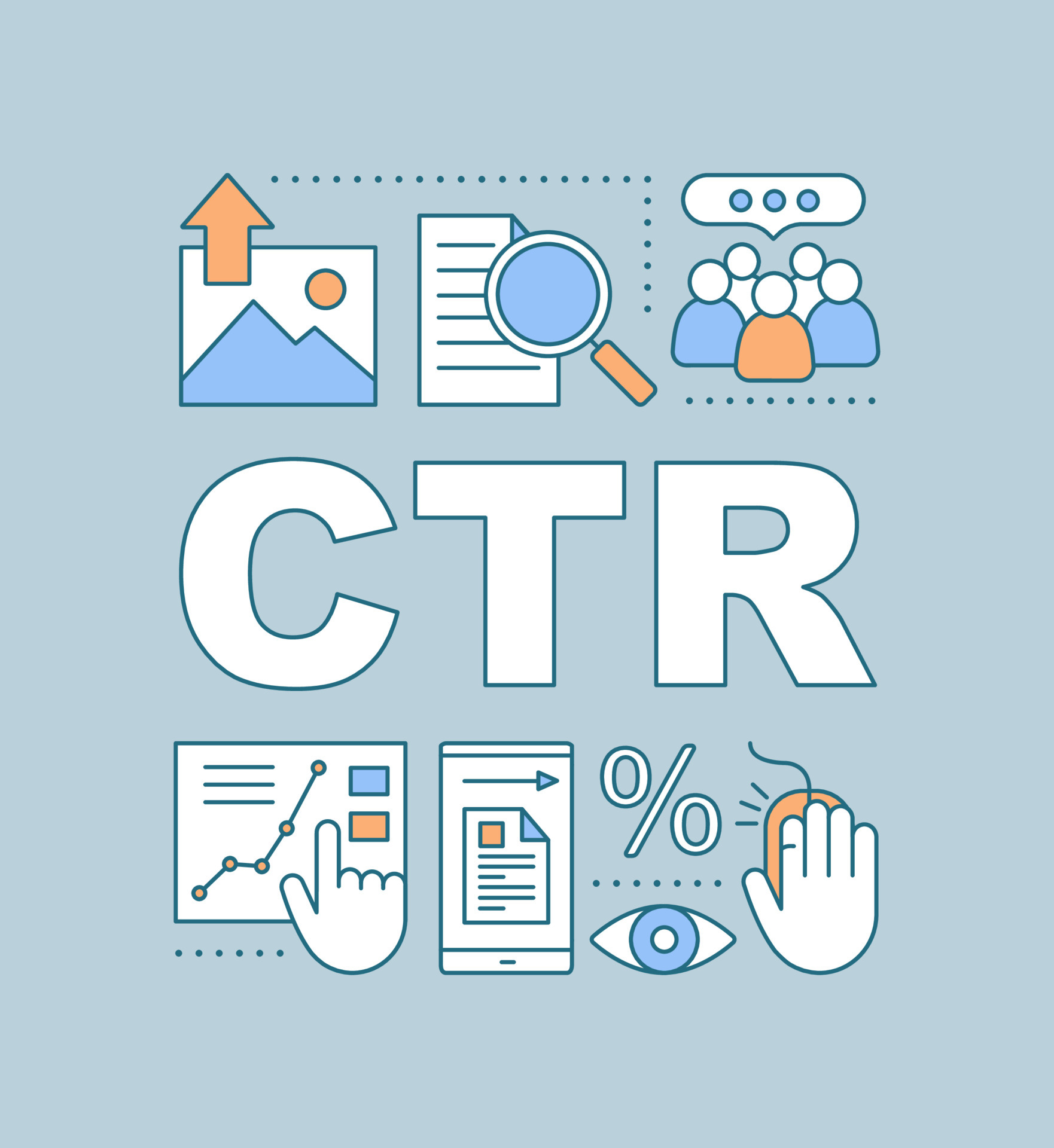 CTR word concepts banner. Clickthrough rate. site traffic