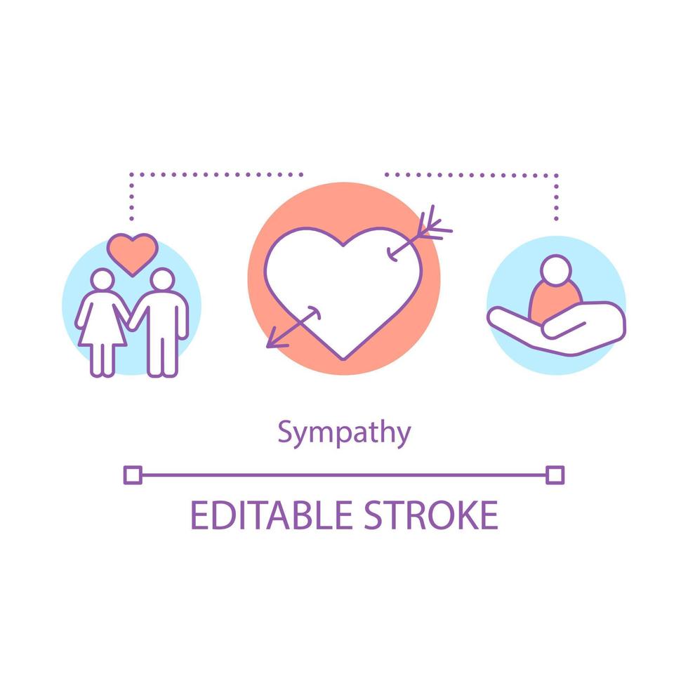 Sympathy concept icon. Family couple idea thin line illustration. Romantic period. Relationship value. Lover passion. Falling in love feeling. Vector isolated outline drawing. Editable stroke