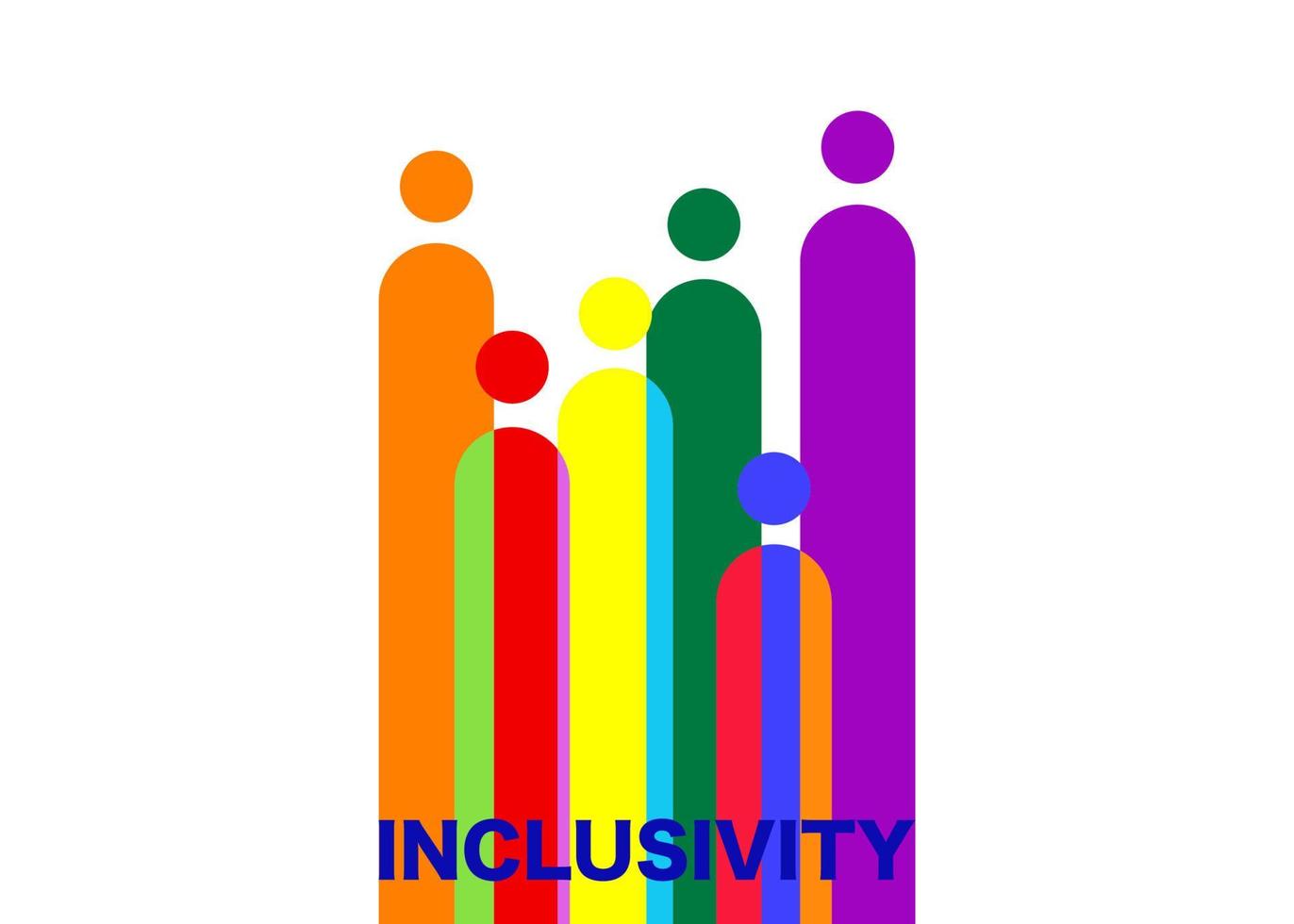 Inclusion and diversity. Silhouettes of people and LGBTQ set, people portrait vector logo for website, banner gay pride concept, colorful rainbow sign vector isolated on white background