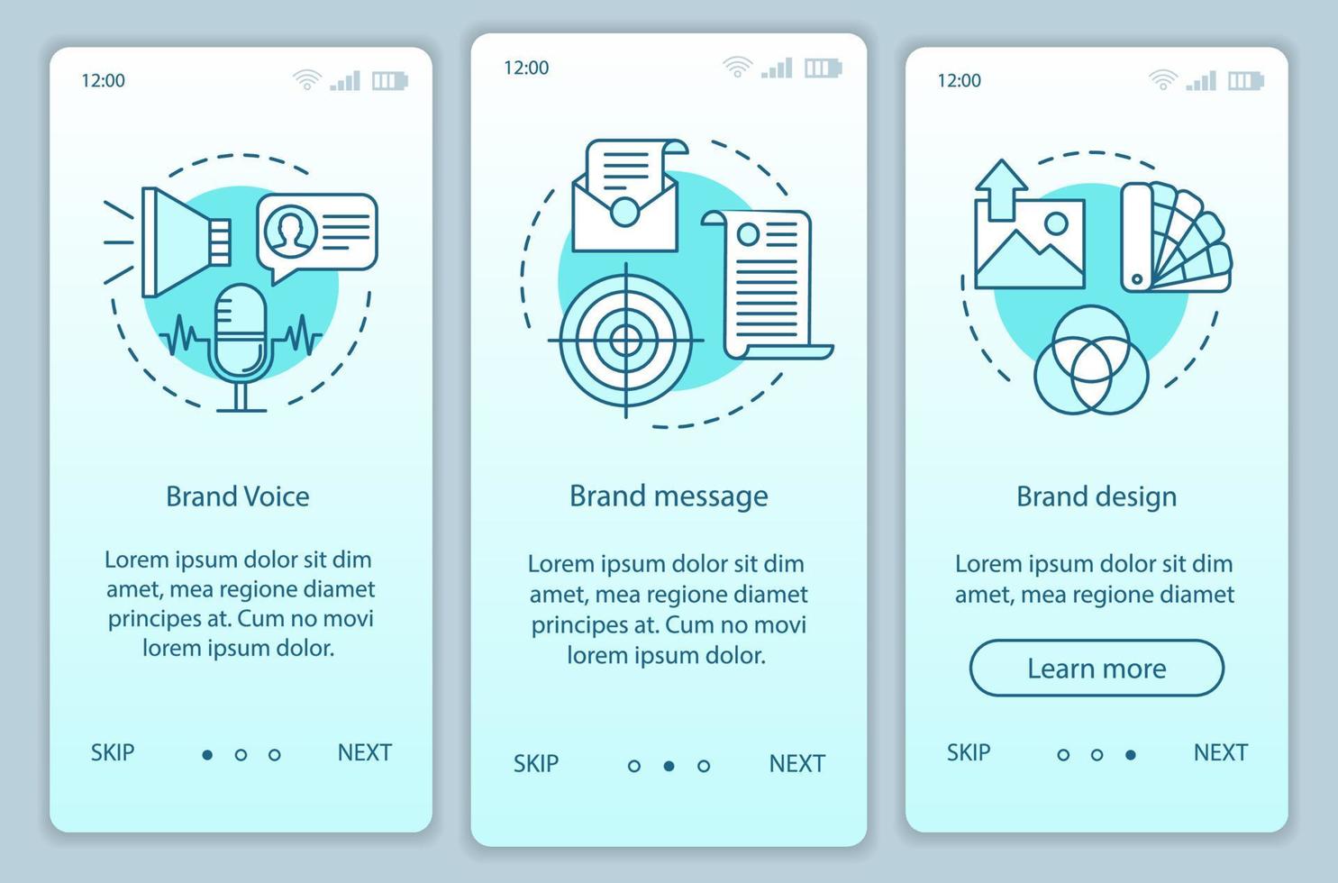 Branding elements onboarding mobile app page screen vector template ...