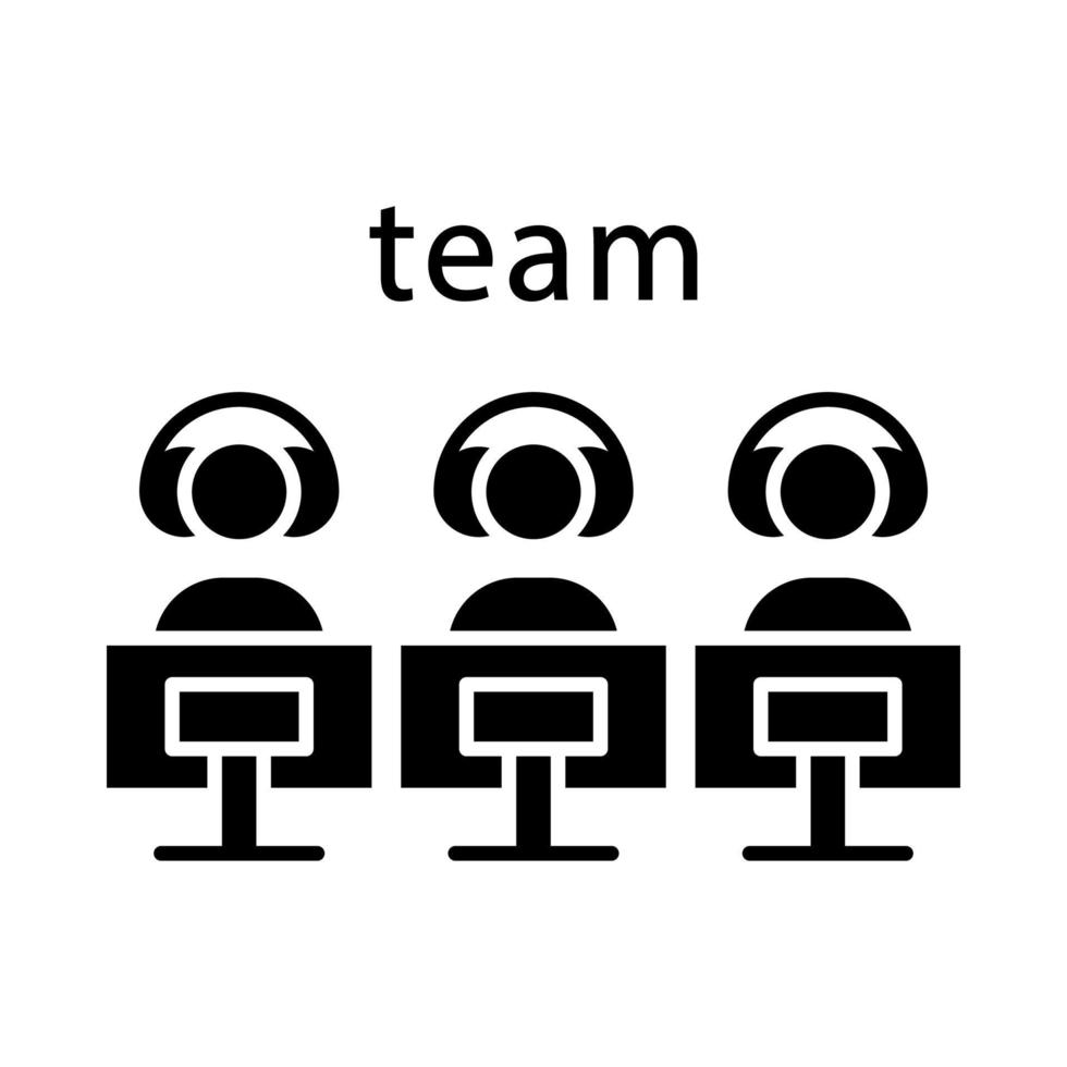 Esports team glyph icon. Gamers group. Teamwork. Command for competition. Video games tournament. Silhouette symbol. Negative space. Vector isolated illustration