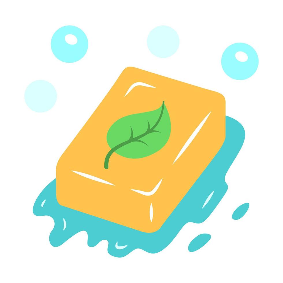 Eco soap flat design long shadow color icon. Zero waste swap. Handmade, ecological, natural hands and body washing soap with bubbles. Organic cleaning product. Vector silhouette illustration