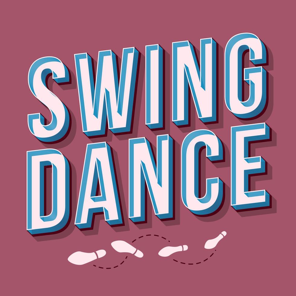 Swing dance vintage 3d vector lettering. Retro bold font, typeface. Pop art stylized text. Old school style letters. 90s, 80s poster, banner, t shirt typography design. Hibiscus color background