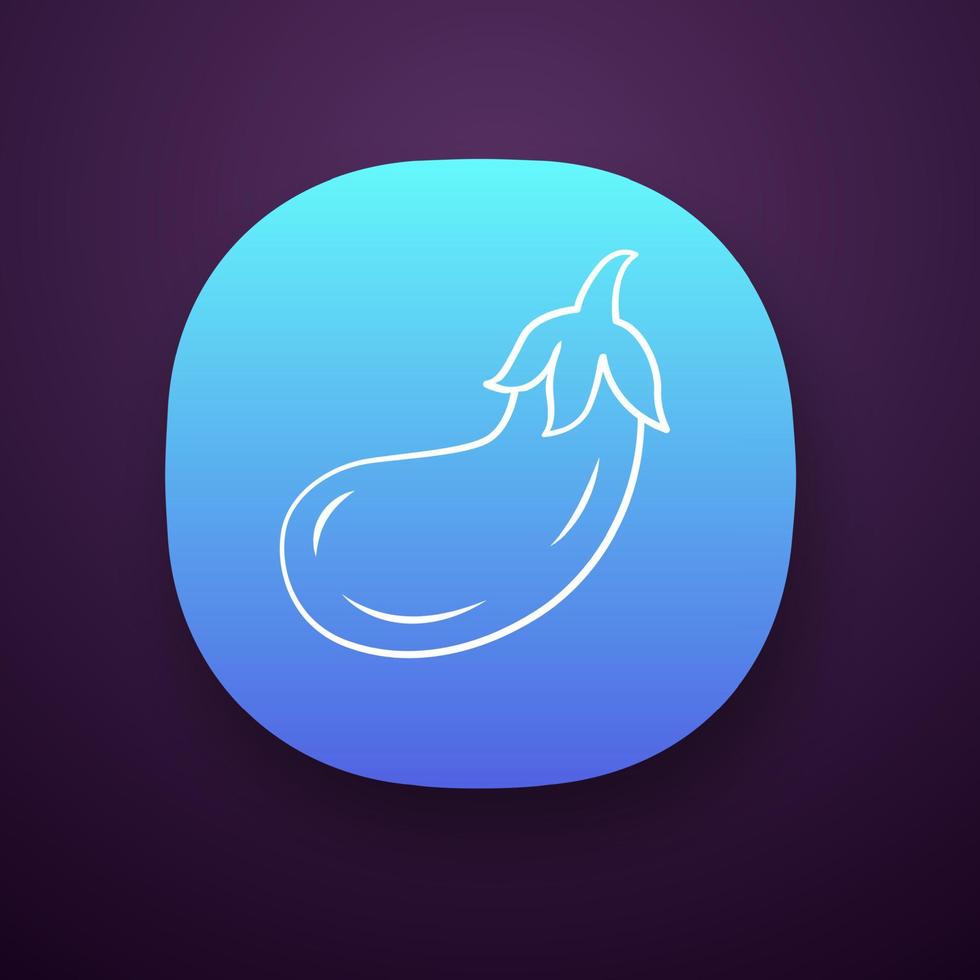 Eggplant color app icon. Aubergine. Organic food. Agriculture plant. Vegetable farm. Vegan food. Salad ingredient. UI UX user interface. Web or mobile applications. Vector isolated illustrations