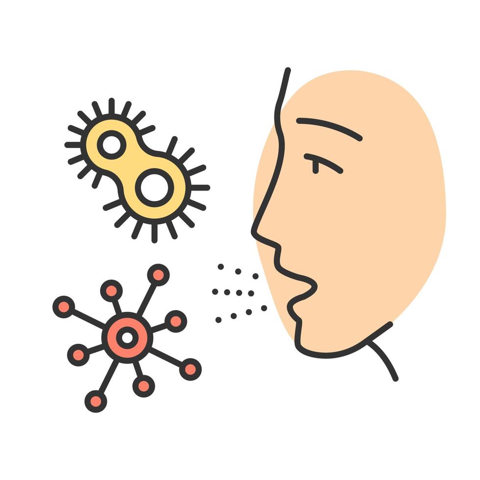 Dust allergy color icon. Allergic reaction to bacteria. Pathogen inhalation. Protozoan diseases. Colds. Respiratory infections in air. Body reaction to allergens. Isolated vector illustration