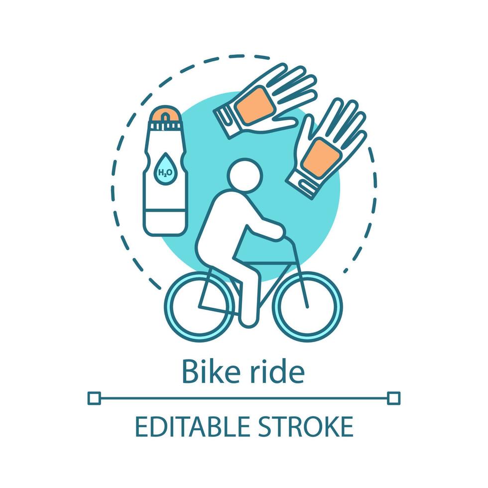 Bike ride concept icon. Family activities with kids idea thin line illustration. Cycling. Local park visiting. Time together. Active form of recreation. Vector isolated drawing. Editable stroke