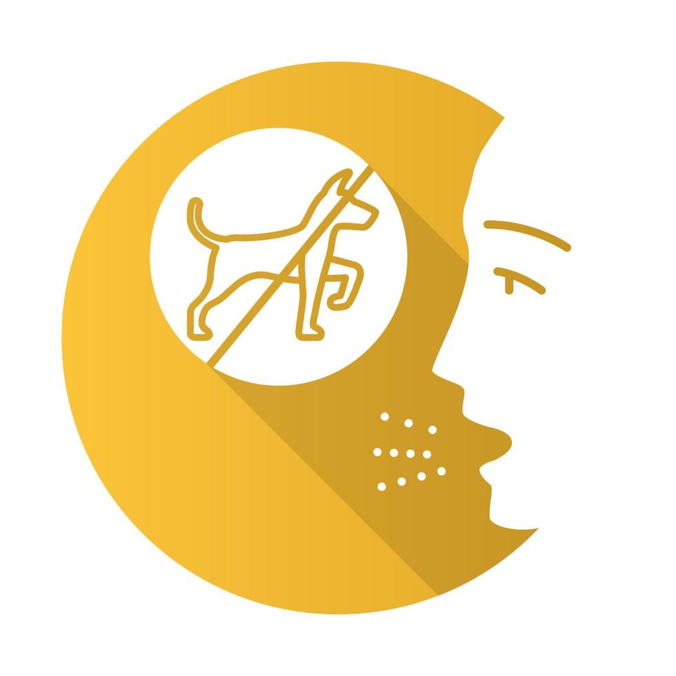Dog allergy flat design long shadow glyph icon. Allergic reaction