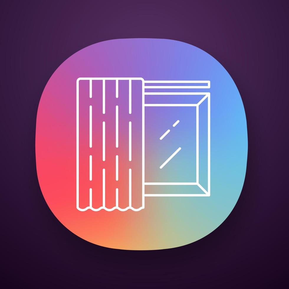 Single panel app icon. Room darkening shade on cornice. Shop interior design. Window covering. UI UX user interface. Web or mobile application. Vector isolated illustration