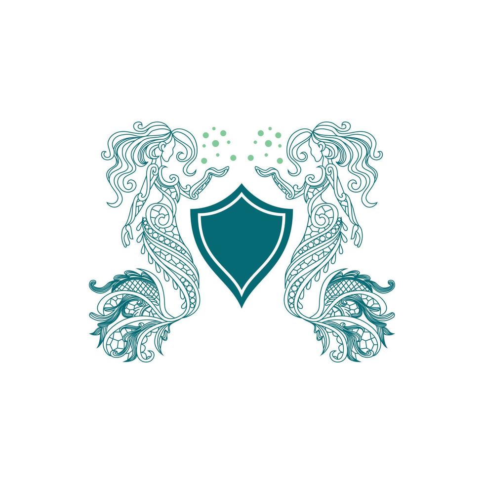 Mermaid Shield Logo vector