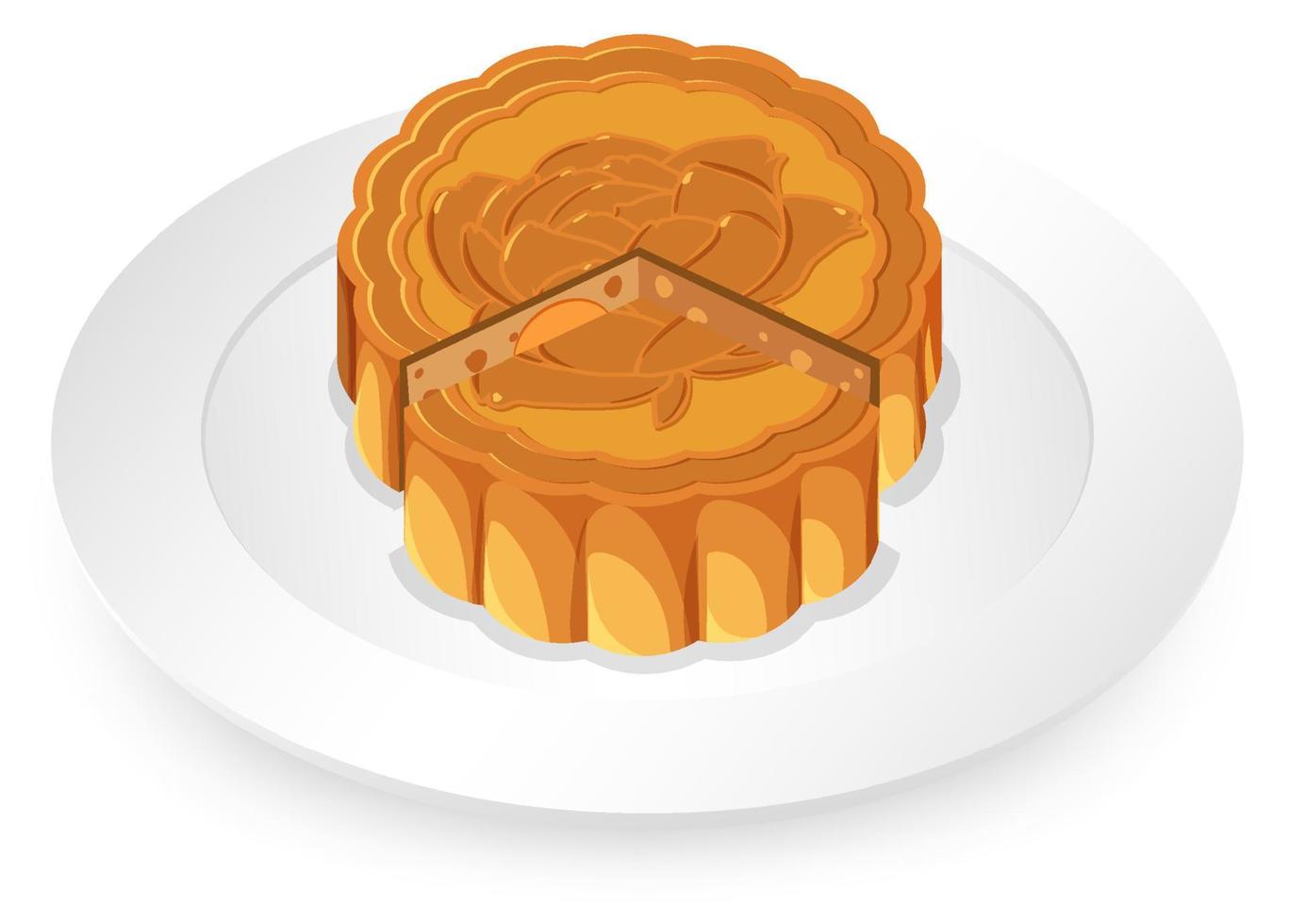 Mooncake aislado en la placa blanca. vector