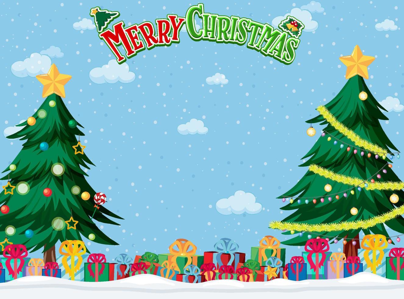 Merry Christmas background template with Christmas tree vector