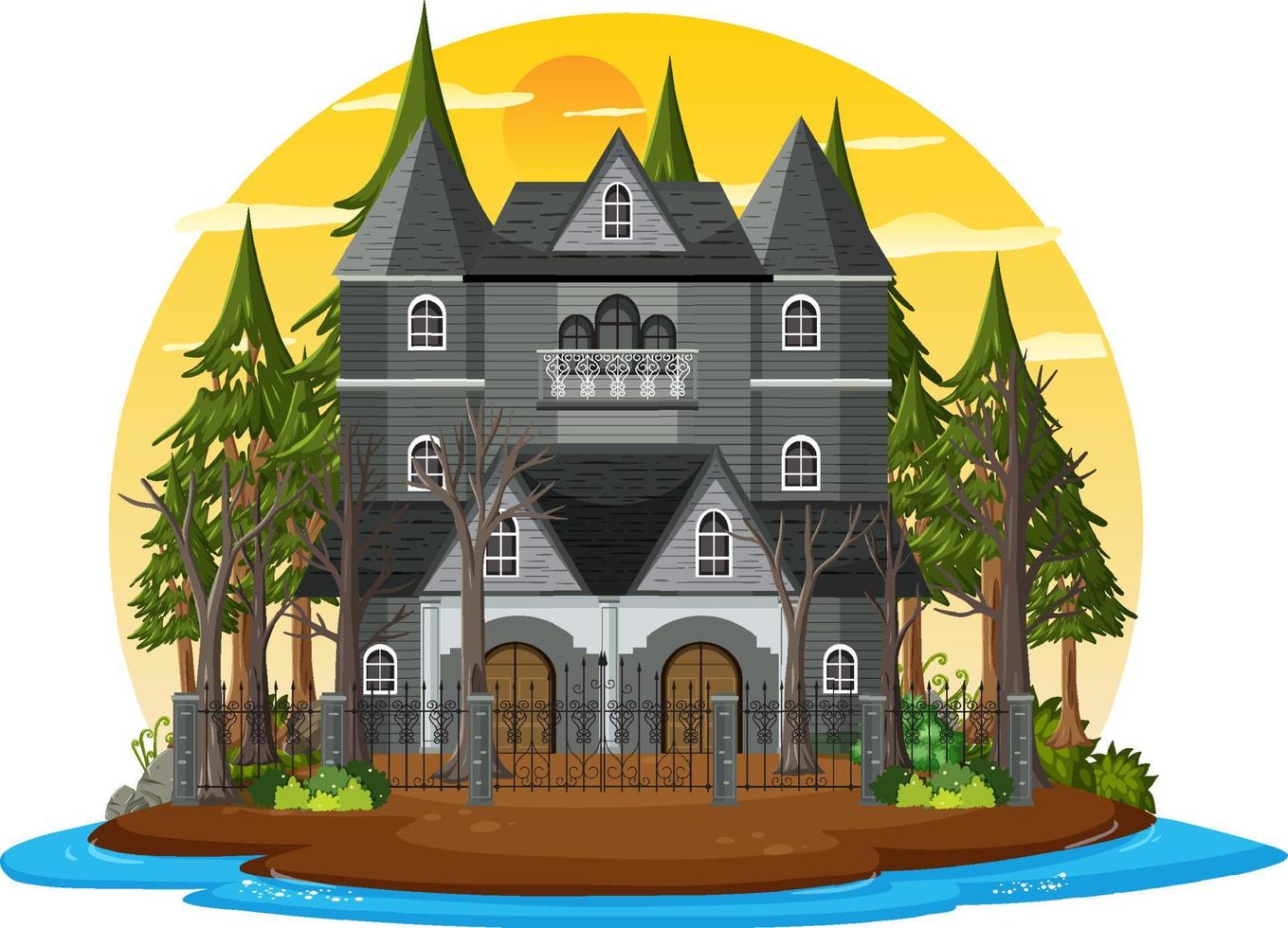 Haunted house at daytime scene vector