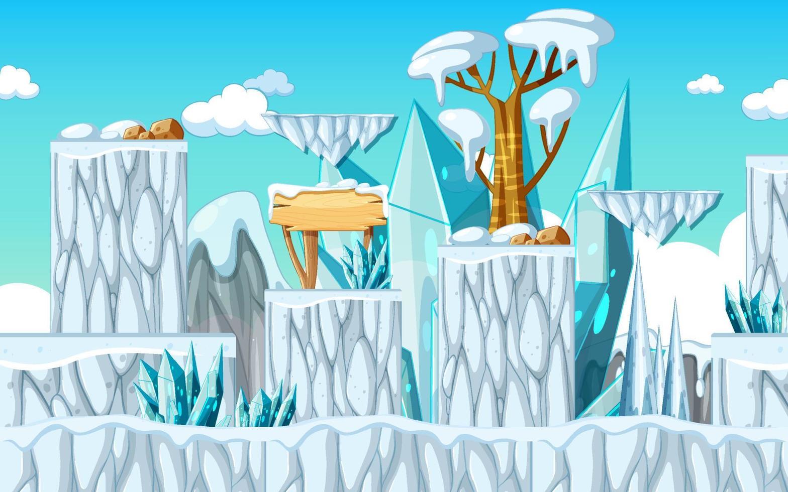 una plantilla de juego escena de cueva de hielo vector