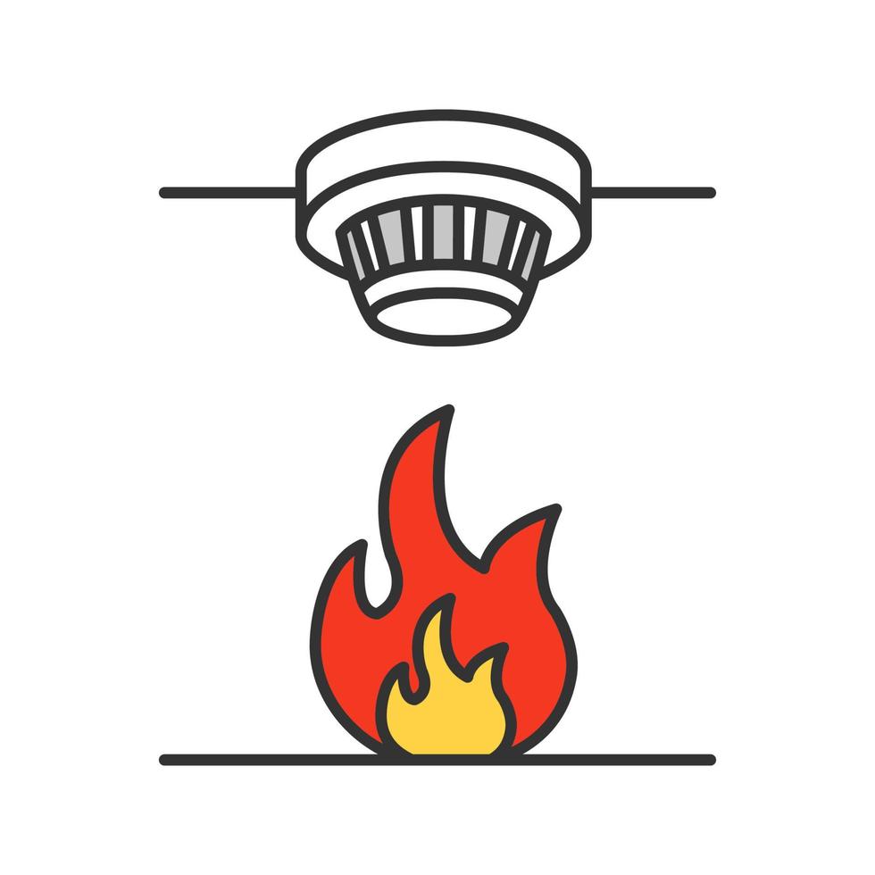 Smoke detector color icon. Fire alarm system. Isolated vector illustration