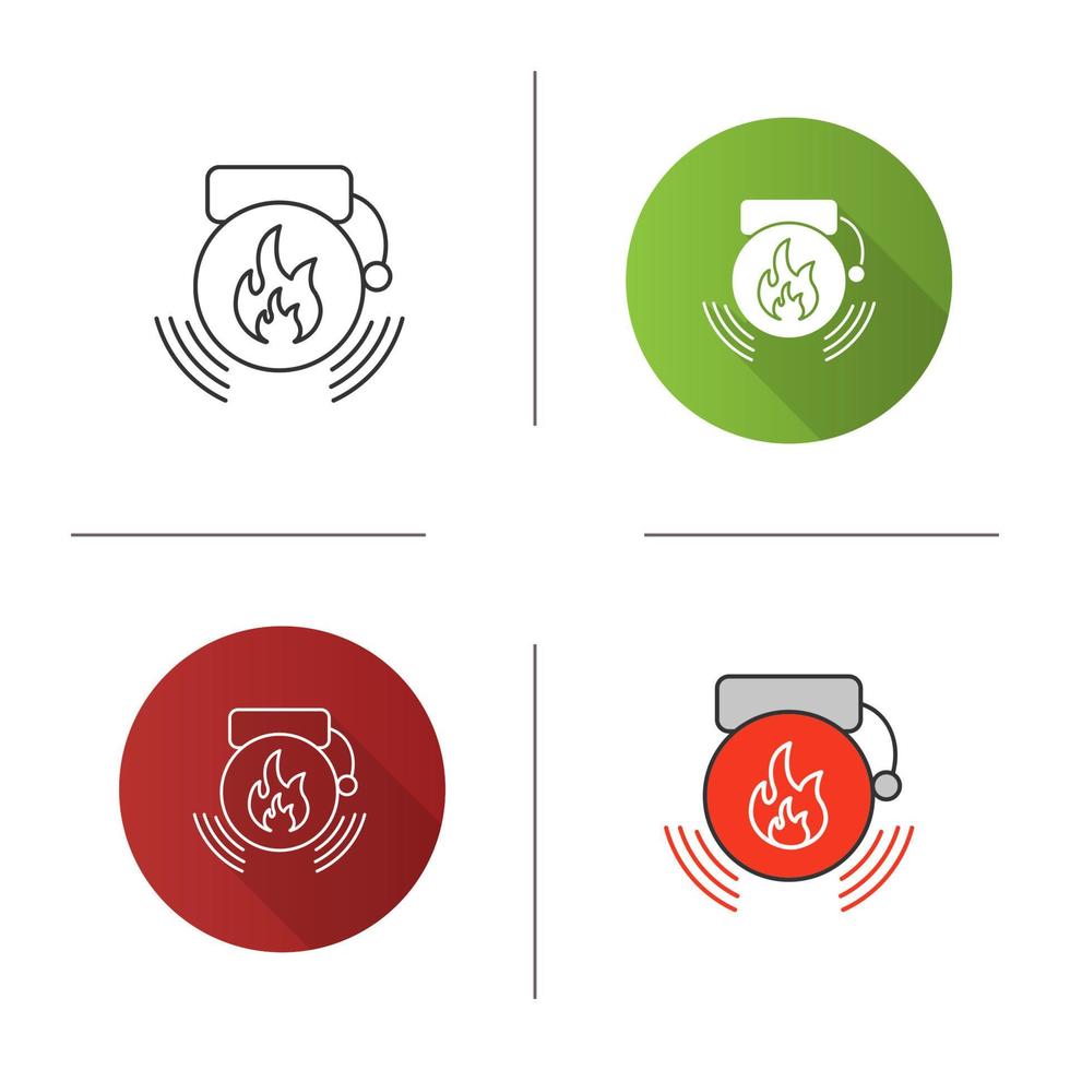 Fire alarm icon. Flat design, linear and color styles. Alert. Isolated vector illustrations