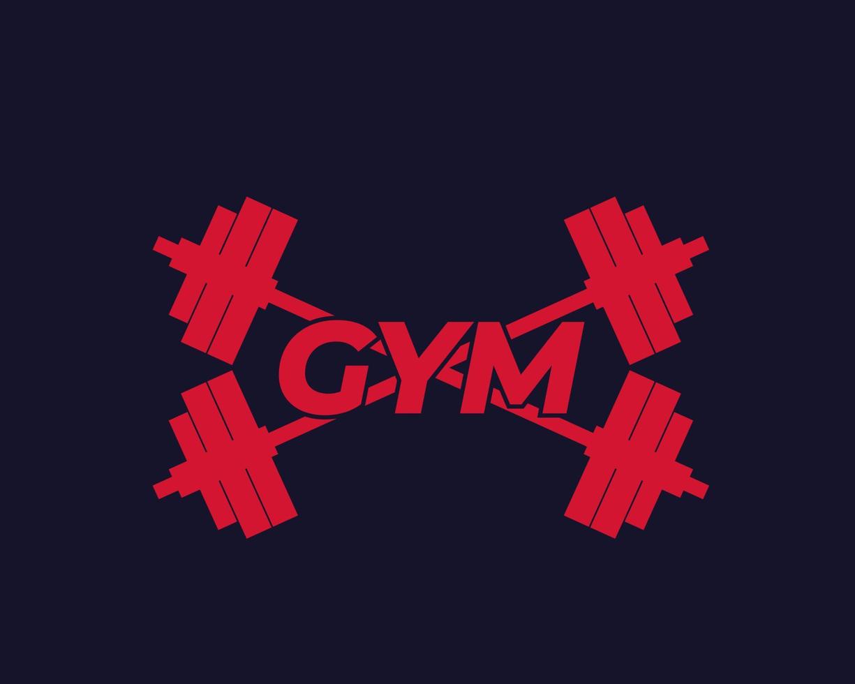 logo de vector de gimnasio con pesas, rojo sobre oscuro