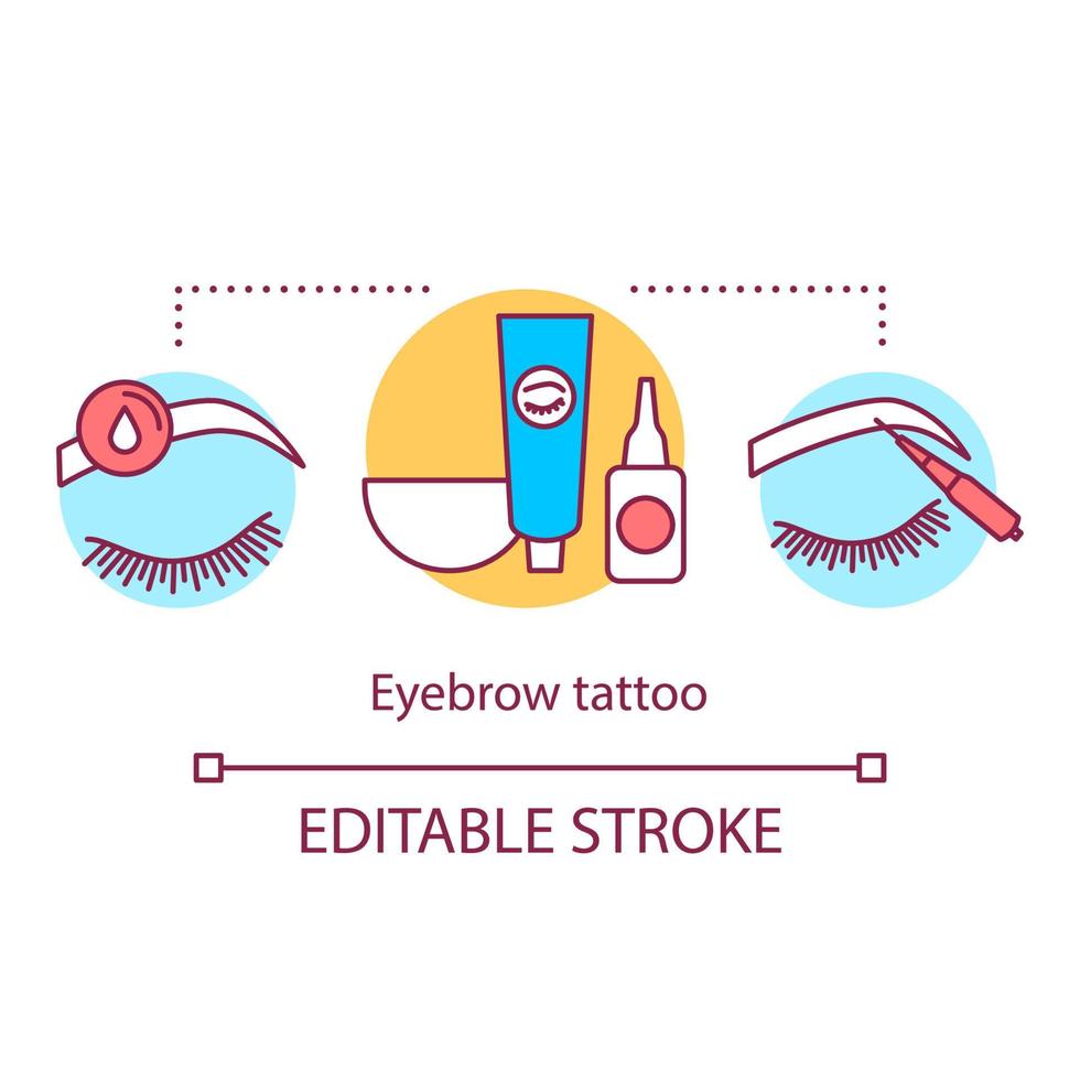 icono de concepto de tatuaje de cejas. Ilustración de línea fina de idea de servicio de belleza. henna para las cejas. procedimiento en salón de belleza. microblading de cejas. dibujo de contorno aislado vectorial. trazo editable vector