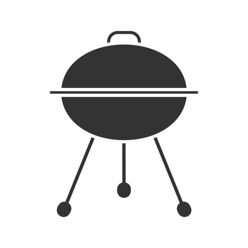 Kettle barbecue grill glyph icon. Silhouette symbol. Negative space. Vector isolated illustration