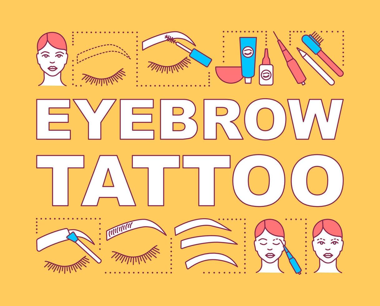 Eyebrow tattoo word concepts banner. Beauty service. Brow henna. Beauty salon. Eyebrow microblading. Presentation, website. Isolated lettering typography idea, linear icon. Vector outline illustration