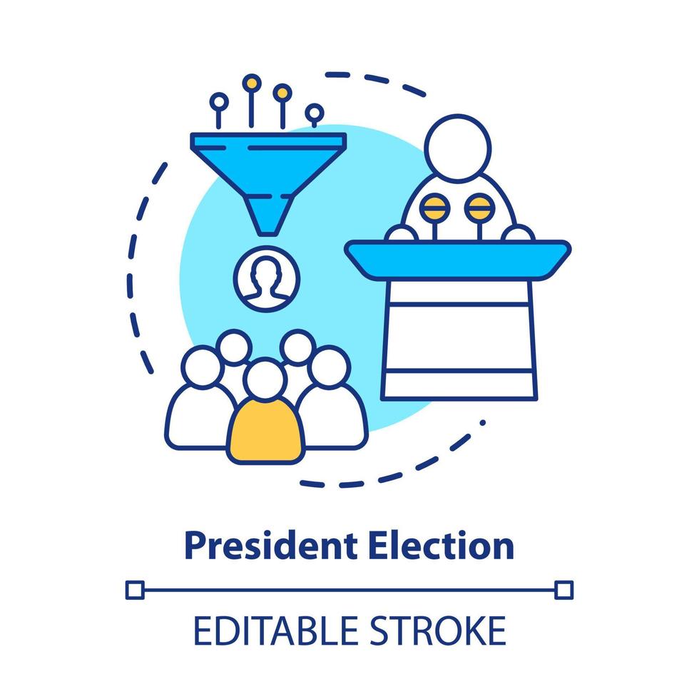 President election concept icon. Public speech idea thin line illustration. Choosing head of state. National voting day, electing new country leader. Vector isolated outline drawing. Editable stroke