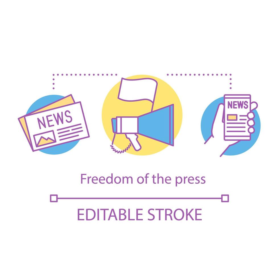 Elections concept icon. Freedom of press idea thin line illustration. Media expressing opinions freely. Democracy principle. Journalism and mass media. Vector isolated outline drawing. Editable stroke