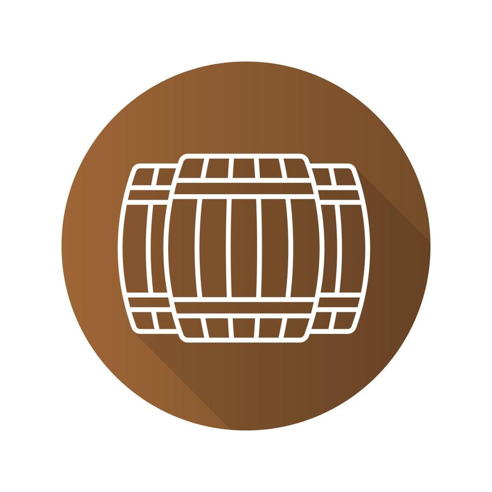 Alcohol wooden barrels flat linear long shadow icon. Whiskey or rum barrels. Vector outline symbol