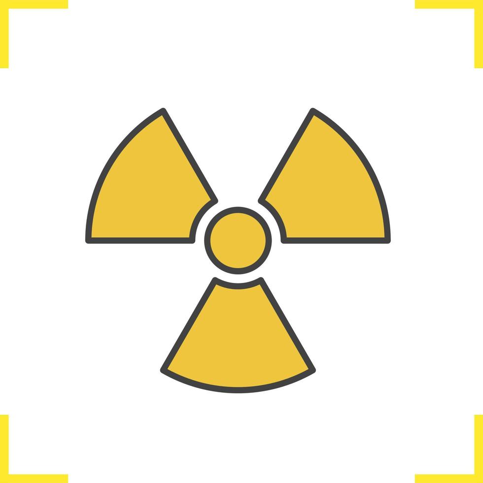 Radiation sign color icon. Radioactive danger symbol. Nuclear energy. Isolated vector illustration