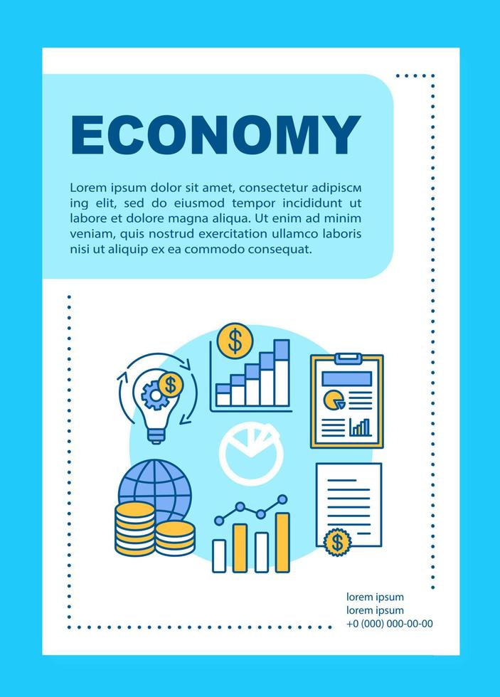 Economy brochure template layout. Economic development. Flyer, booklet, leaflet print design with linear illustrations. Vector page layouts for magazines, annual reports, advertising posters