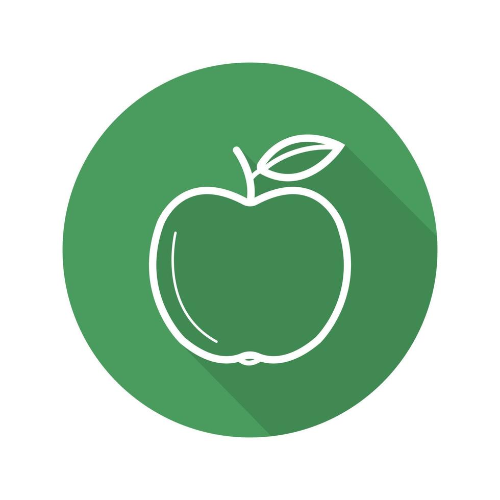 icono de sombra larga plana lineal de manzana verde. símbolo de contorno vectorial vector
