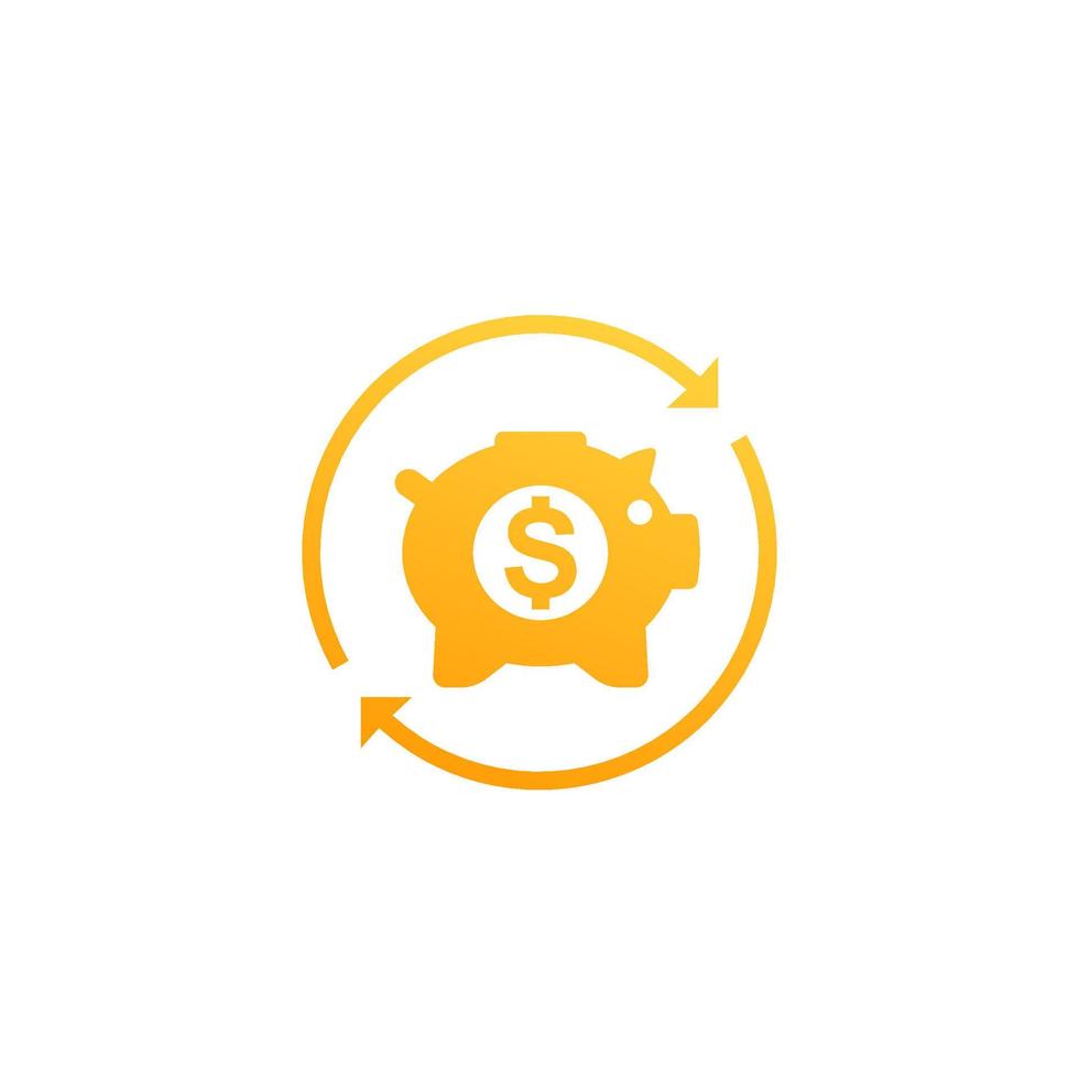 savings icon with money box vector